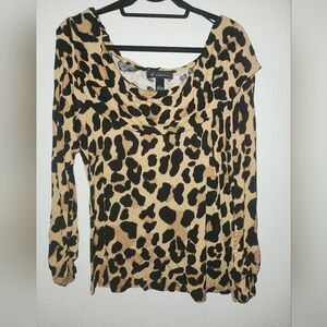 INC women's XL leopard print long sleeve blouse